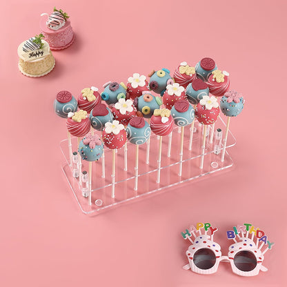 ANDGOO 2-Pack Cake Pop Stand, 21 Holes Lollipop Holder Clear Acrylic Cake Pop Stand Display Cake Pop Holder Stand for Weddings Birthday Parties Candy Decorative
