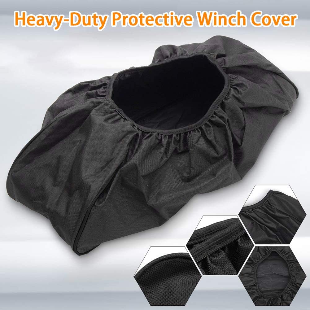 Winch Cover Waterproof, Heavy Duty 600D Breathable Oxford Fabric Dust-Proof Winch Protection Cover, Compatible with Most 8500-17500 Lbs Electric Winches, Indoor/Outdoor - (21.5” x 9.5” x 7.5”)