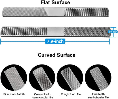 ANDGOO (2 Pack) 4 Way Wood Rasp File, Premium Grade High Carbon Hand File and Round Rasp, Half Round Flat & Needle Files. Best Wood Rasp Set for Sharping Wood and Metal Tools