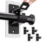 ANDGOO 4/8/16 PCS Black No Drill Curtain Rod Bracket, Self Adhesive Curtain Rod Holders, No Hole, Multipurpose Nail Free Curtain Rod Hooks for Bathroom Living Room Kitchen and Bedroom