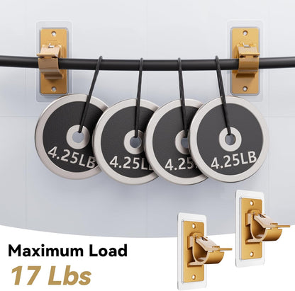 ANDGOO 8/16PCS Gold No Drill Curtain Rod Bracket, Self Adhesive Curtain Rod Holders, No Hole, Multipurpose Nail Free Curtain Rod Hooks for Bathroom Living Room Kitchen and Bedroom